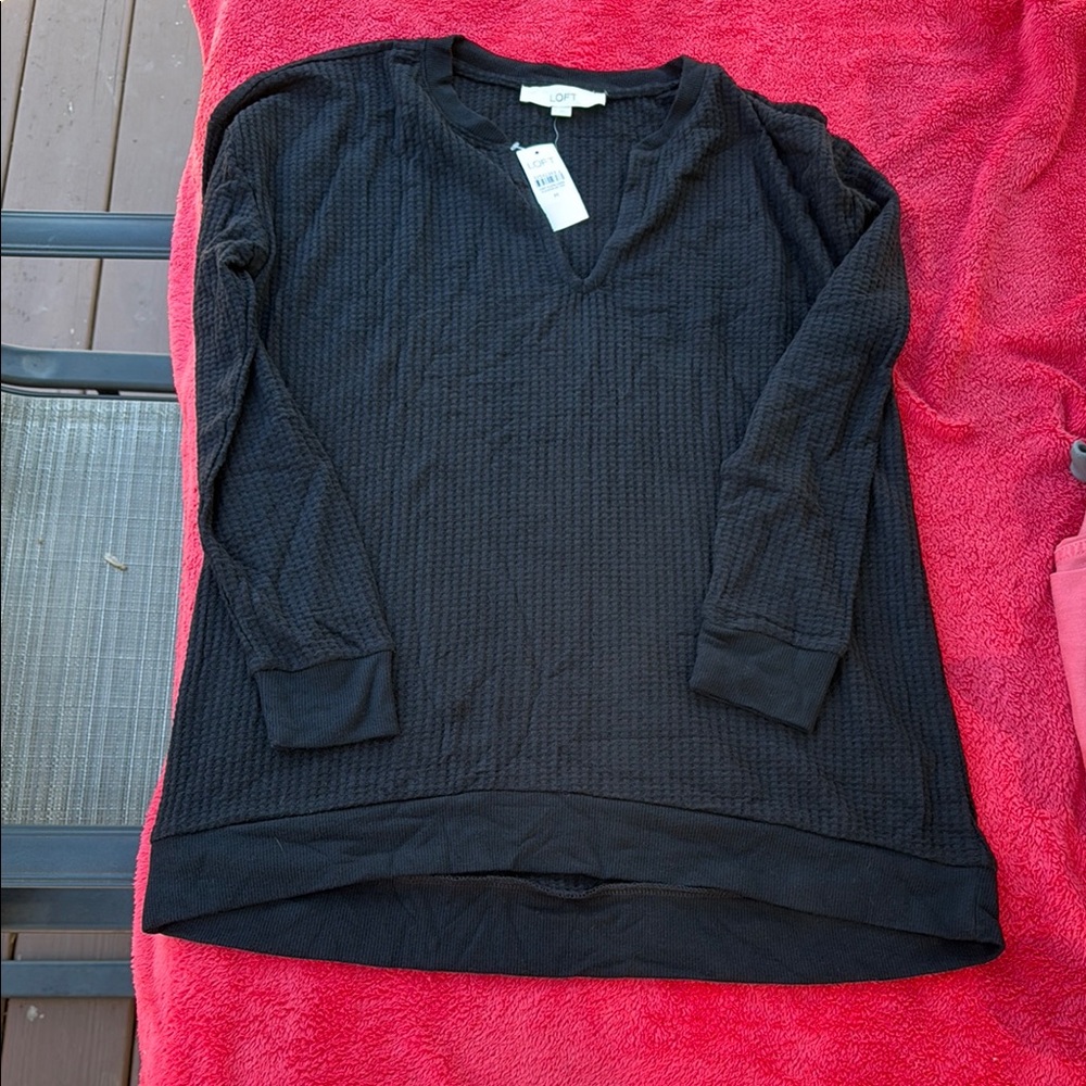 Loft Black Waffle Sweater